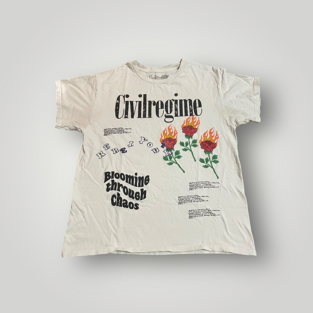 Civil Regime Blooming Through Chaos T-Shirt Mens Large Roses Grunge Streetwear - Picture 2 of 6